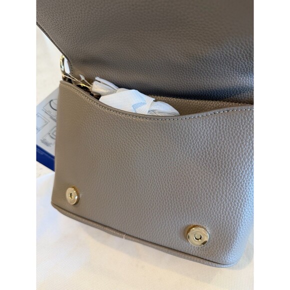 minkeeblue Quilted Taupe Crossbody Bag with Detachable Strap Chevron Pattern - Picture 3 of 8